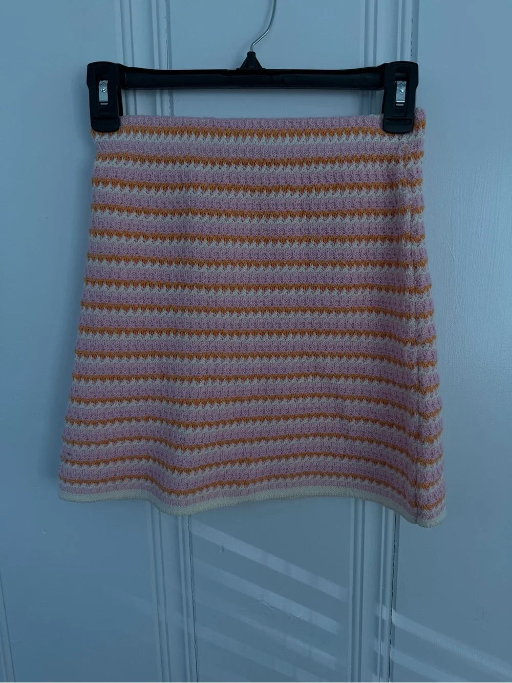 Zara kids Striped Pink & Cream Crochet Mini Skirt